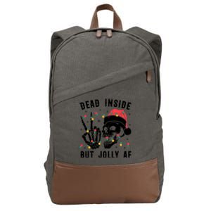 Dead Inside But Jolly Christmas Sarcastic Skeleton Skull Meaningful Gift Cotton Canvas Backpack