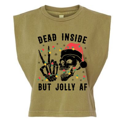 Dead Inside But Jolly Christmas Sarcastic Skeleton Skull Meaningful Gift Garment-Dyed Women's Muscle Tee