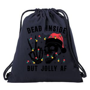 Dead Inside But Jolly Christmas Sarcastic Skeleton Skull Meaningful Gift Drawstring Bag