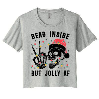 Dead Inside But Jolly Christmas Sarcastic Skeleton Skull Meaningful Gift Women's Crop Top Tee