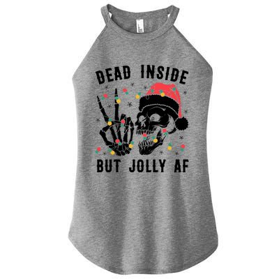 Dead Inside But Jolly Christmas Sarcastic Skeleton Skull Meaningful Gift Women's Perfect Tri Rocker Tank