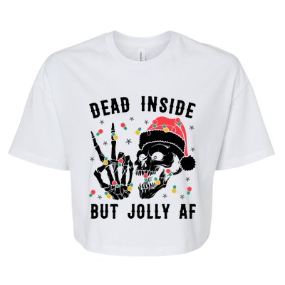 Dead Inside But Jolly Christmas Sarcastic Skeleton Skull Meaningful Gift Bella+Canvas Jersey Crop Tee