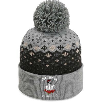 Dead Inside But Caffeinated Gift Skeleton Coffee Lover Gift The Baniff Cuffed Pom Beanie