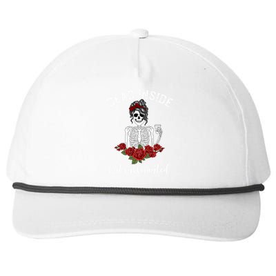 Dead Inside But Caffeinated Gift Skeleton Coffee Lover Gift Snapback Five-Panel Rope Hat