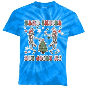 Dead Inside But Jolly Dancing Skeletons Christmas Great Gift Kids Tie-Dye T-Shirt