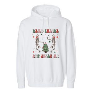 Dead Inside But Jolly Dancing Skeletons Christmas Great Gift Garment-Dyed Fleece Hoodie