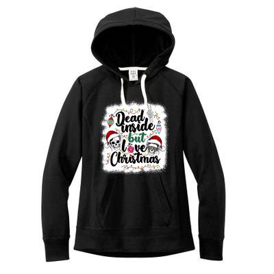 Dead Inside But Love Christmas Messy Bun Skeleton Merry Xmas Gift Women's Fleece Hoodie