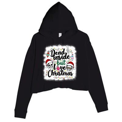 Dead Inside But Love Christmas Messy Bun Skeleton Merry Xmas Gift Crop Fleece Hoodie