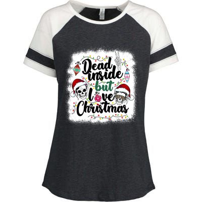 Dead Inside But Love Christmas Messy Bun Skeleton Merry Xmas Gift Enza Ladies Jersey Colorblock Tee