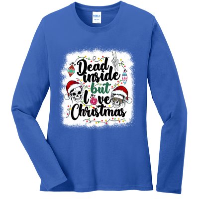 Dead Inside But Love Christmas Messy Bun Skeleton Merry Xmas Gift Ladies Long Sleeve Shirt