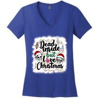 Dead Inside But Love Christmas Messy Bun Skeleton Merry Xmas Gift Women's V-Neck T-Shirt