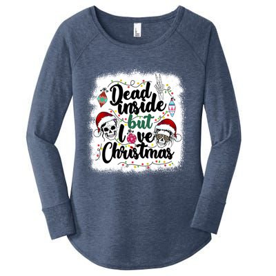 Dead Inside But Love Christmas Messy Bun Skeleton Merry Xmas Gift Women's Perfect Tri Tunic Long Sleeve Shirt