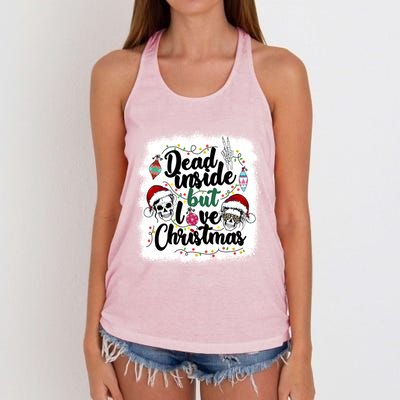 Dead Inside But Love Christmas Messy Bun Skeleton Merry Xmas Gift Women's Knotted Racerback Tank