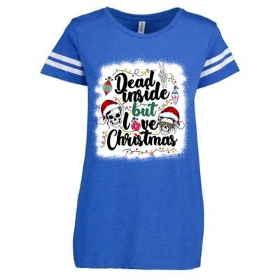 Dead Inside But Love Christmas Messy Bun Skeleton Merry Xmas Gift Enza Ladies Jersey Football T-Shirt