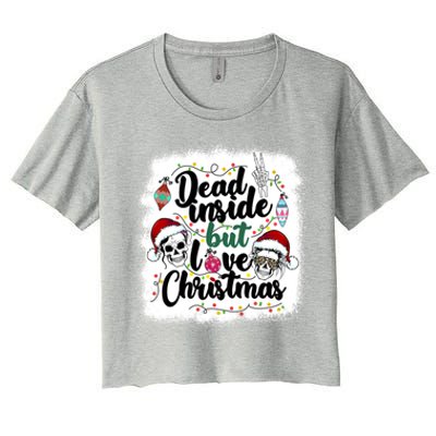 Dead Inside But Love Christmas Messy Bun Skeleton Merry Xmas Gift Women's Crop Top Tee