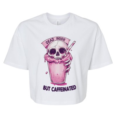 Dead Inside But Caffeinated Spooky Halloween Skull Bella+Canvas Jersey Crop Tee