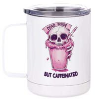 Dead Inside But Caffeinated Spooky Halloween Skull 12 oz Stainless Steel Tumbler Cup