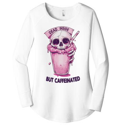 Dead Inside But Caffeinated Spooky Halloween Skull Women's Perfect Tri Tunic Long Sleeve Shirt