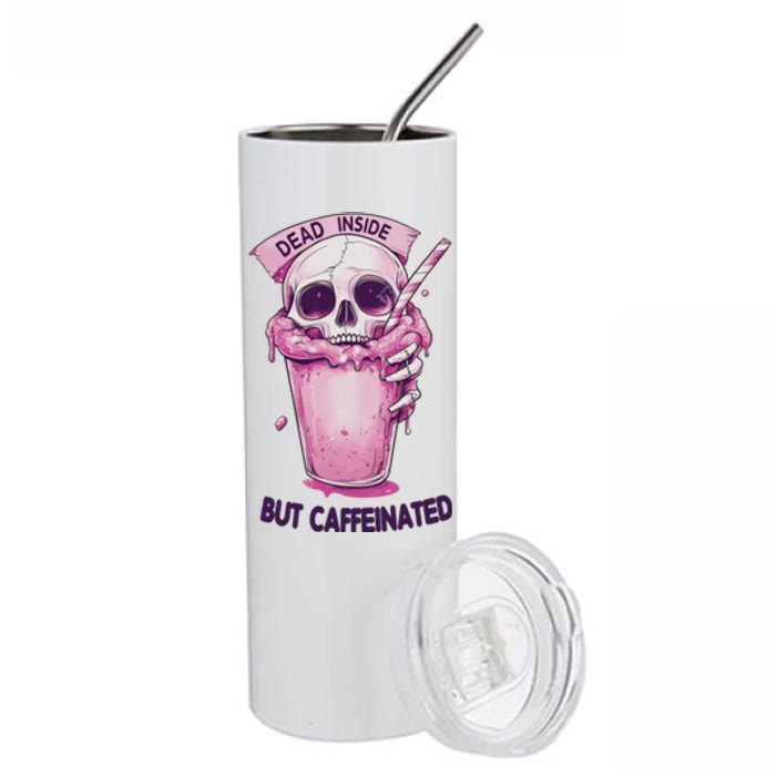 Dead Inside But Caffeinated Spooky Halloween Skull Stainless Steel Tumbler