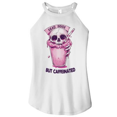 Dead Inside But Caffeinated Spooky Halloween Skull Women’s Perfect Tri Rocker Tank