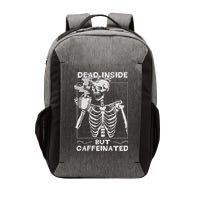Dead Inside But Caffeinated Skeleton Drinking Coffee Funny Vector Backpack