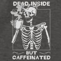 Dead Inside But Caffeinated Skeleton Drinking Coffee Funny Vector Backpack