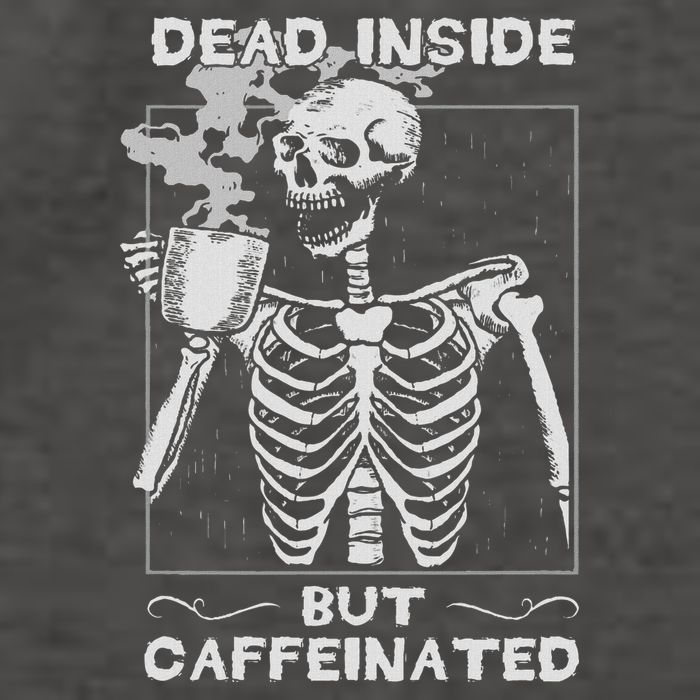 Dead Inside But Caffeinated Skeleton Drinking Coffee Funny Vector Backpack