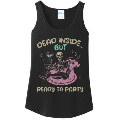 Dead Inside But Ready To Party Skeleton Ladies Essential Tank