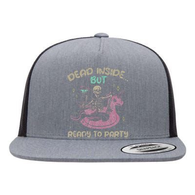 Dead Inside But Ready To Party Skeleton Flat Bill Trucker Hat