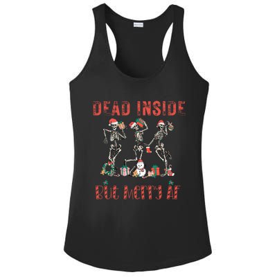 Dead Inside But Merry Af Funny Dancing Skeletons Christmas Gift Ladies PosiCharge Competitor Racerback Tank