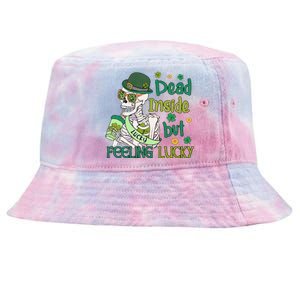 Dead Inside But Feeling Lucky Skeleton St. Patricks Day Tie-Dyed Bucket Hat