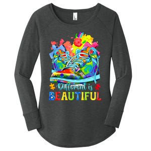 Different Is Beautiful Autism Awareness Funny Shoes Women's Perfect Tri Tunic Long Sleeve Shirt