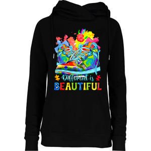 Different Is Beautiful Autism Awareness Funny Shoes Womens Funnel Neck Pullover Hood