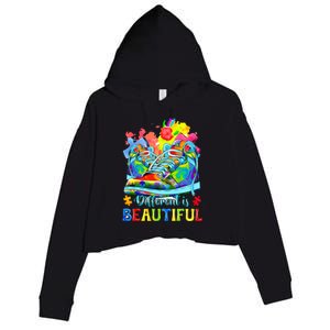 Different Is Beautiful Autism Awareness Funny Shoes Crop Fleece Hoodie