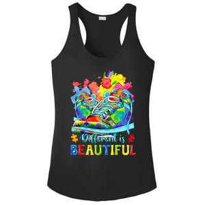 Different Is Beautiful Autism Awareness Funny Shoes Ladies PosiCharge Competitor Racerback Tank