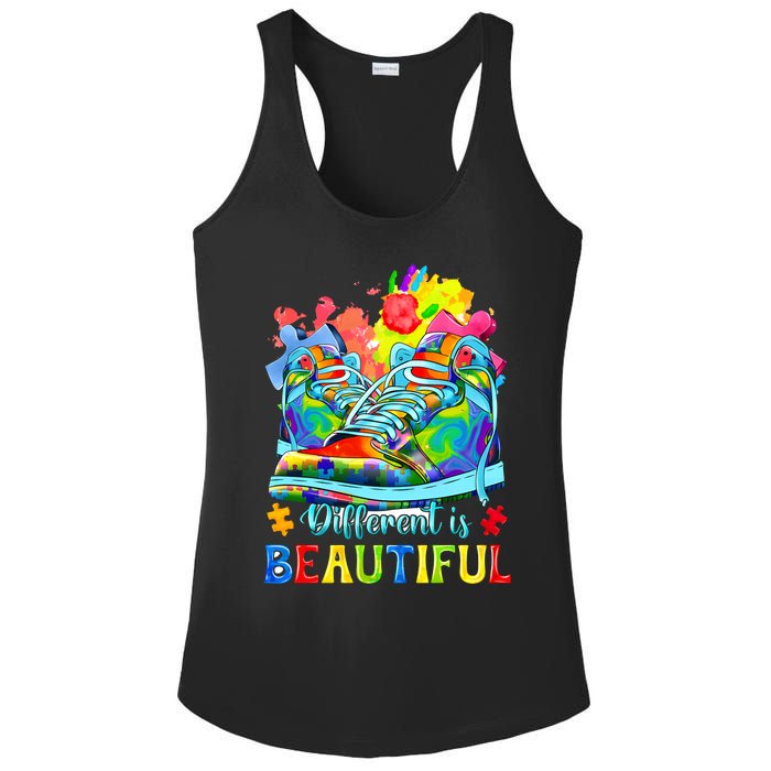 Different Is Beautiful Autism Awareness Funny Shoes Ladies PosiCharge Competitor Racerback Tank