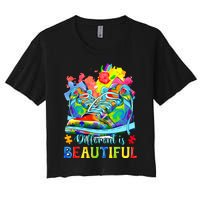 Different Is Beautiful Autism Awareness Funny Shoes Women's Crop Top Tee