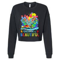 Different Is Beautiful Autism Awareness Funny Shoes Cropped Pullover Crew