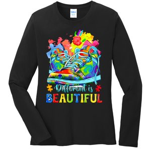 Different Is Beautiful Autism Awareness Funny Shoes Ladies Long Sleeve Shirt