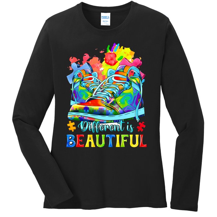 Different Is Beautiful Autism Awareness Funny Shoes Ladies Long Sleeve Shirt