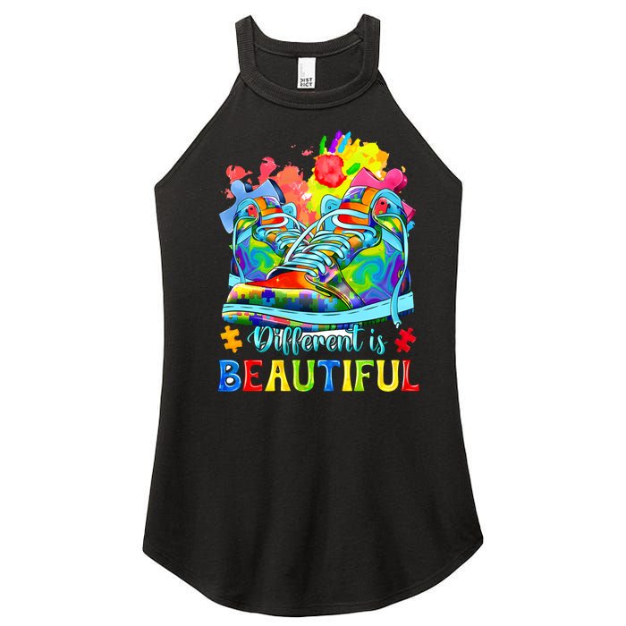 Different Is Beautiful Autism Awareness Funny Shoes Women's Perfect Tri Rocker Tank