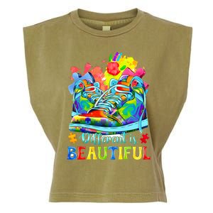 Different Is Beautiful Autism Awareness Funny Shoes Garment-Dyed Women's Muscle Tee