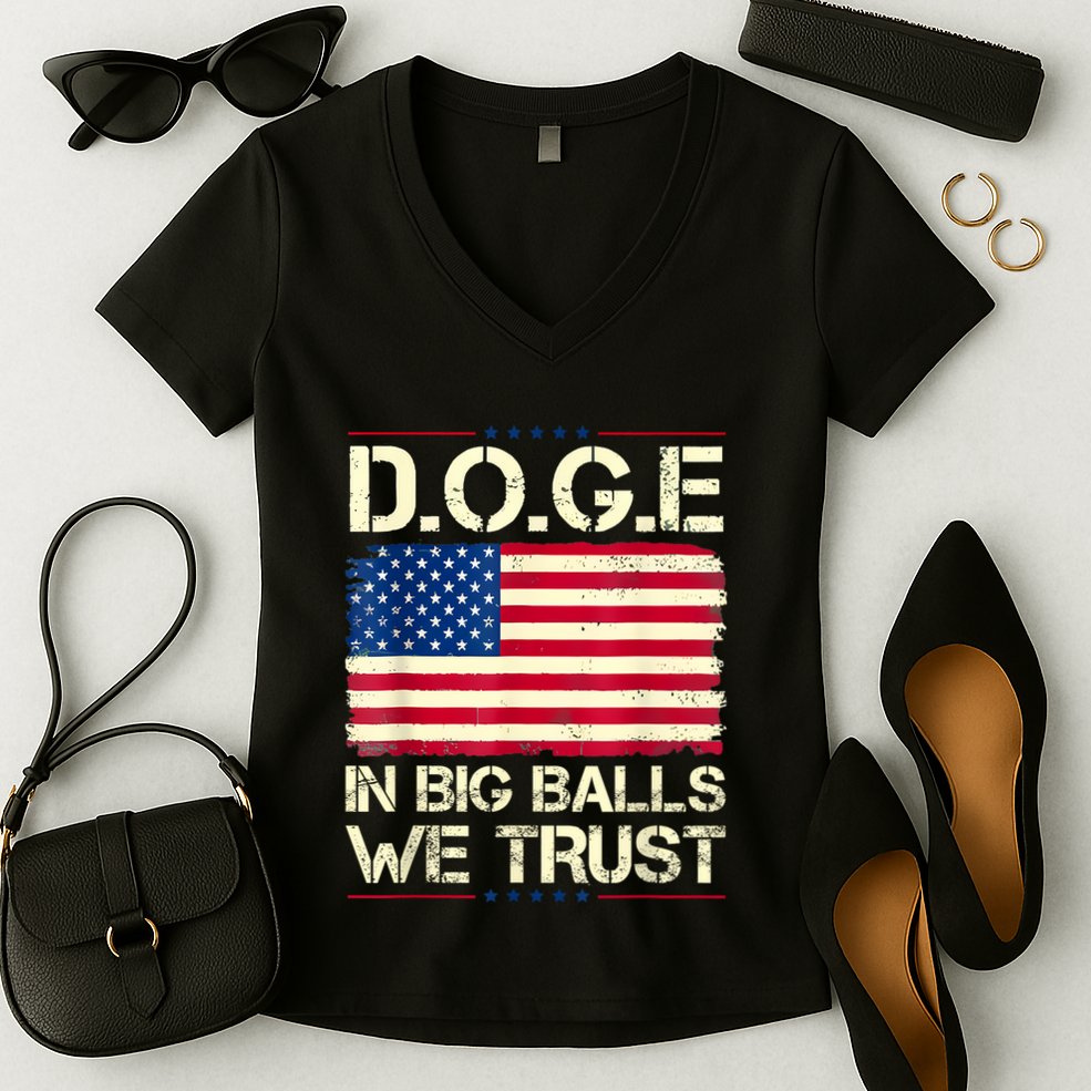 Doge In Big Balls We Trust 2025 Women's V-Neck T-Shirt