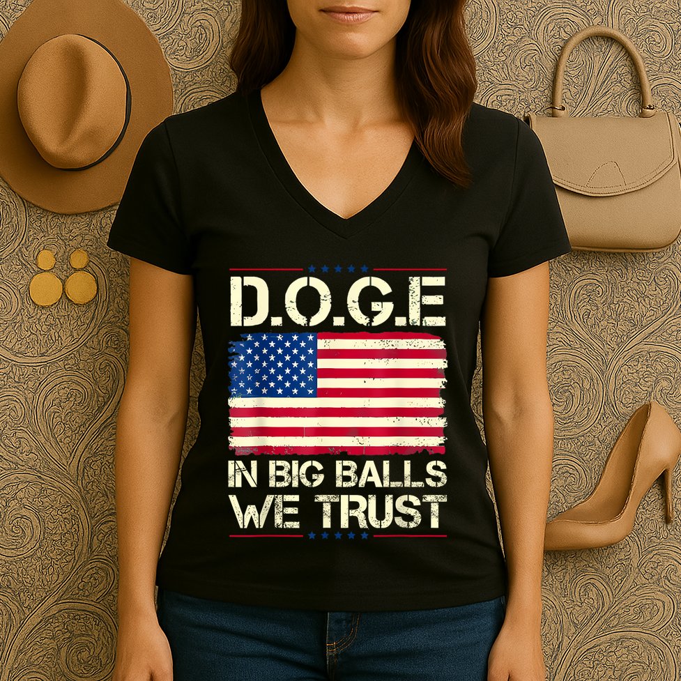 Doge In Big Balls We Trust 2025 Women's V-Neck T-Shirt