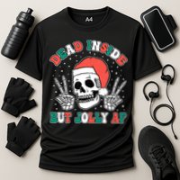 Dead Inside But Jolly Af Christmas Spirit Skeleton Skull Performance Shirt