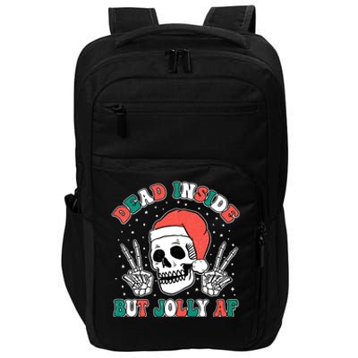 Dead Inside But Jolly Af Christmas Spirit Skeleton Skull Impact Tech Backpack