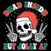 Dead Inside But Jolly Af Christmas Spirit Skeleton Skull Drawstring Bag