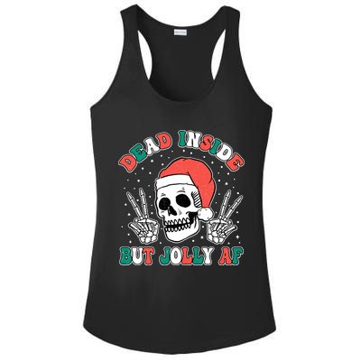 Dead Inside But Jolly Af Christmas Spirit Skeleton Skull Ladies PosiCharge Competitor Racerback Tank