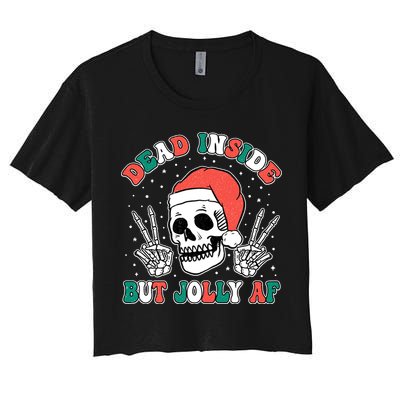 Dead Inside But Jolly Af Christmas Spirit Skeleton Skull Crop Top