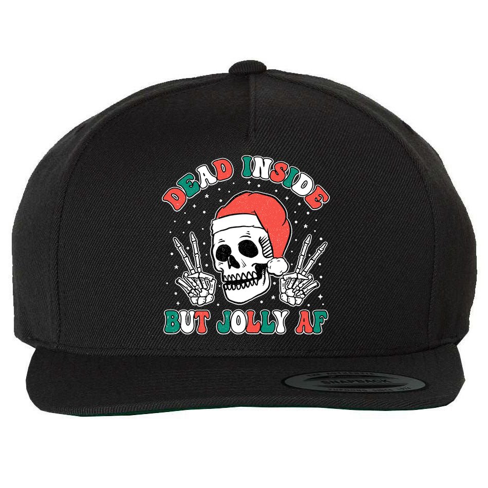 Dead Inside But Jolly Af Christmas Spirit Skeleton Skull Wool Snapback Cap